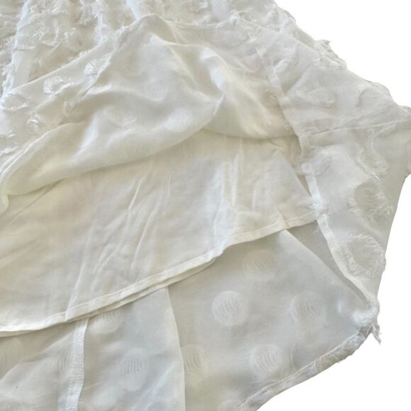 NWT Crescent Eyelash White Babydoll Long Sleeve Semi Sheer Mini Dress, Small - Picture 6 of 13